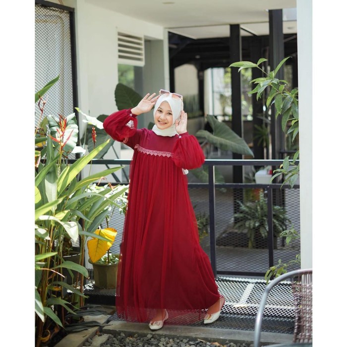 PROMO GAMIS ANAK UMUR 12 13 14 15 16 18 TAHUN PAKAIAN ANAK PEREMPUAN ISLAMI - MAROON TRENDY TERLARIS