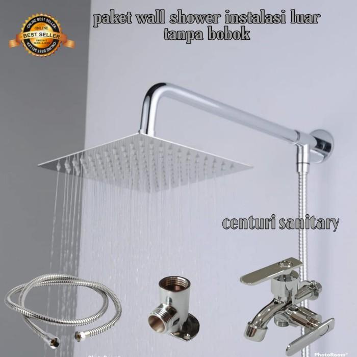 wall shower stainless set tanpa bobok