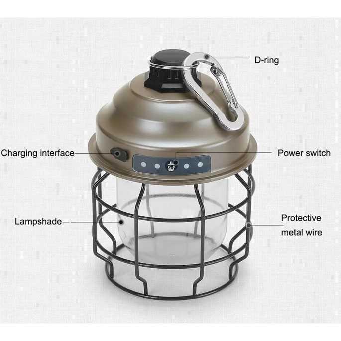 RDE Lampu Lentera Camping Gantung Waterproof Rechargeable J-130