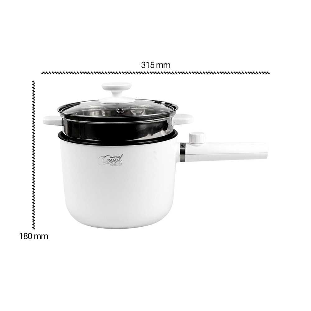 Panci Listrik Pot Electric Cooker 1.5L with Steamer - AJL-10B-1 Ceool Panci Listrik Serbaguna Kukusan Panci Kukusan Kompor Listrik Low Watt Panci Listrik Multifungsi Panci Elektrik Panci Serbaguna Panci Listrik Low Watt Pan Anti Lengket Panci Keramik Anti