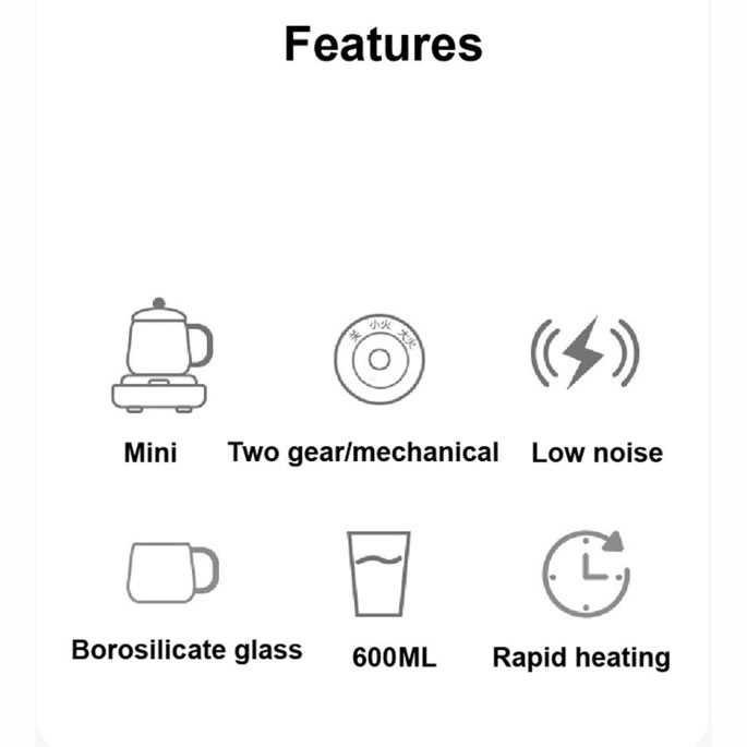 KBXSTART Teko Pemanas Air Elektrik Borosilicate Glass 400W 600ml SB-003