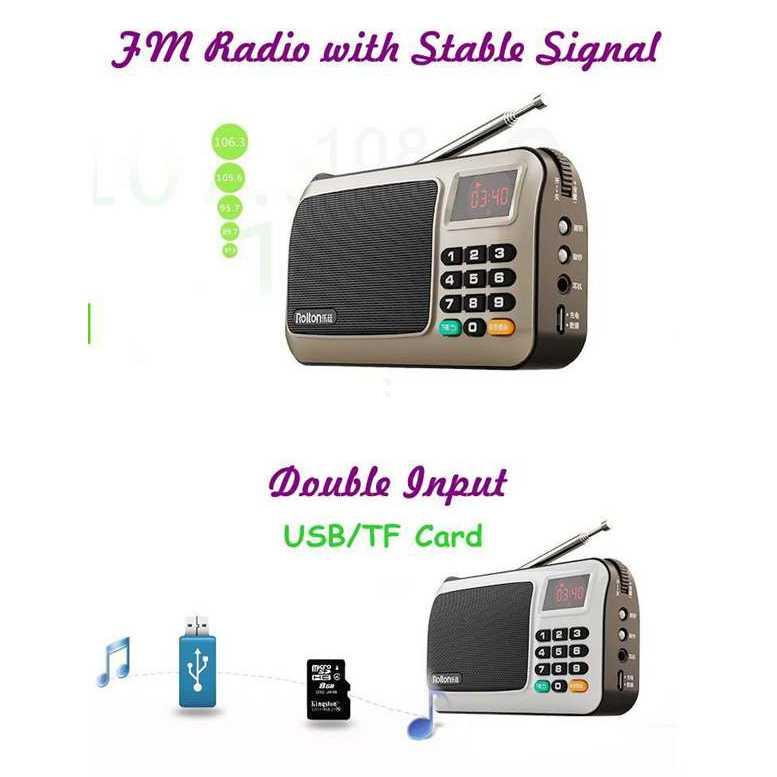 Rolton W405 Portable FM Radio Player TF Card 405