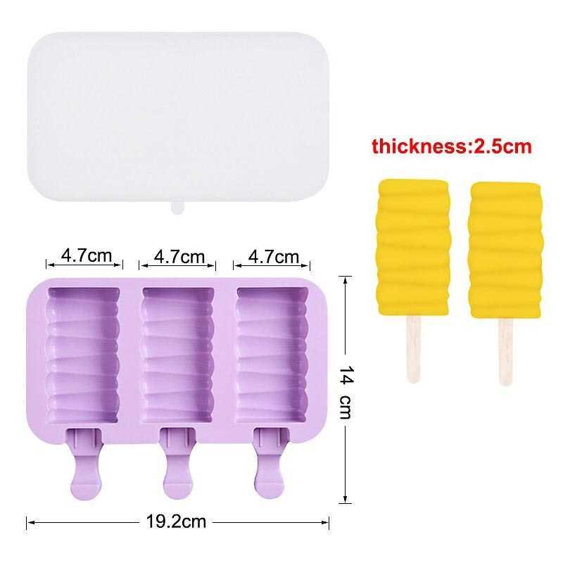 SJ Cetakan Es Krim 3 Hole Silicone Mold Dessert 50 Popsicle JSC8004 Cetakan Es Batu Cetakan Es Krim Cetakan Es Batu Silikon Cetakan Silikon Silicon Sendok Silikon Bayi Cetakan Es Krim Silikon Cetakan Es Mesin Es Batu Kristal Cetakan Es Krim Bayi Es Batu K