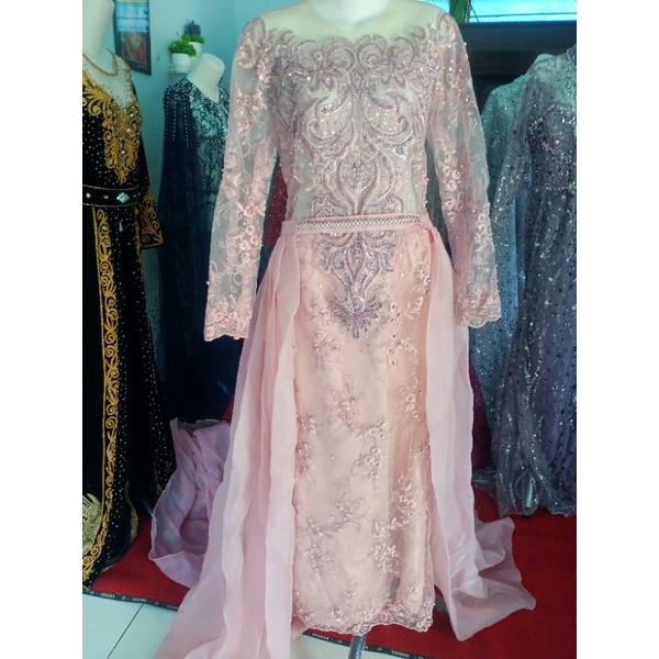 2 gaun preloved slim wrna rose gold dan wardah