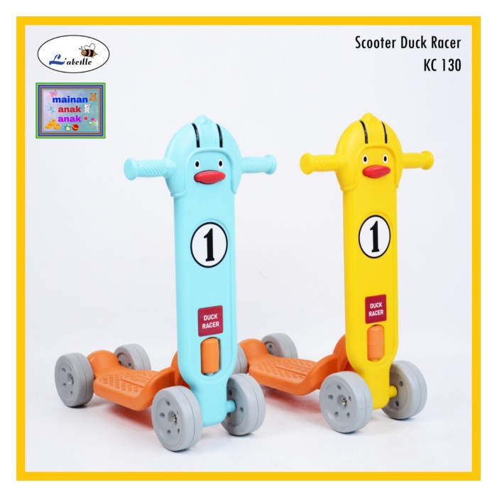 Scooter Duck Racer Skuter Otoped Anak Labeille Kc.130 (C2D1) Terbaru Rem Dan Bell Scooter Roda Besar Gratis Ongkir Skuter Led Lampu T7O3 Listrik Murah Bisa Dilipat Skuter Anak Cod Sepeda Duduk Tiga Roda Original Kickboard Exotic Terlaris Promo Skuter Mi