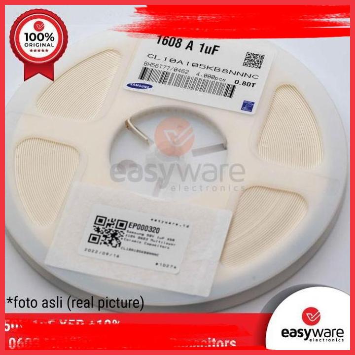 (EASY) CAPACITOR SMD SAMSUNG 1UF 10% 50V X5R 0603 MLCC CL10A105KB8NNNC