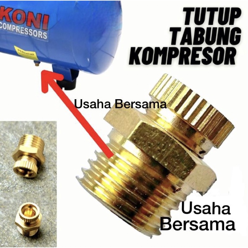 Baut Tutup Nepel Pembuangan Air Tabung Kompresor Kuningan