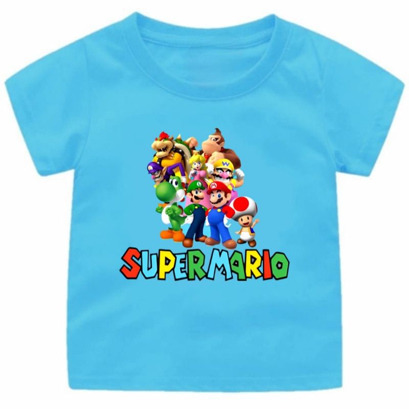 SUPER MARIO NEW Baju Kaos Anak Cowok-Cewek 1-12Tahun SUPER MARIO TERBARU