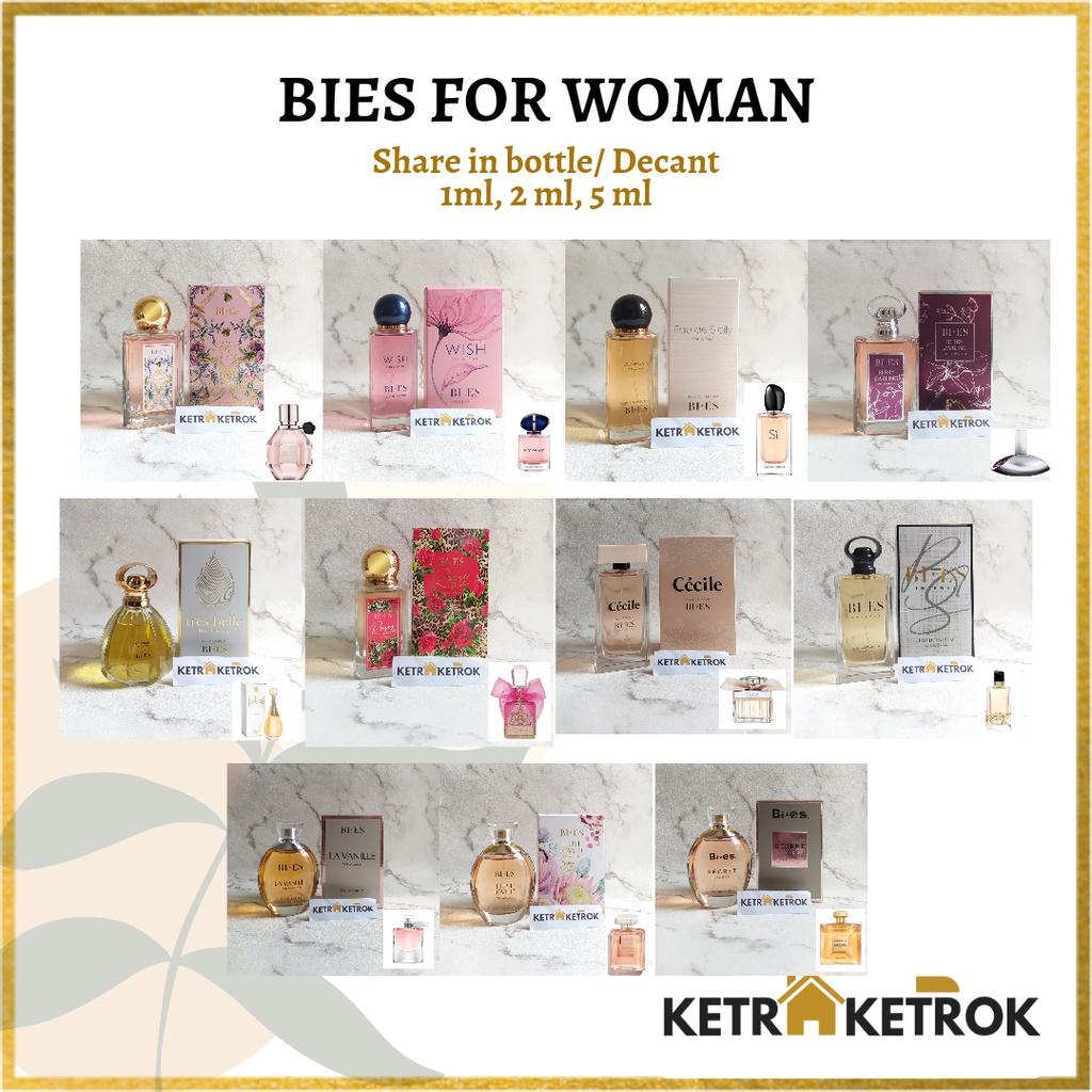 Decant Share Perfume BIES  Cecile / Tres Belle / Intense / I Just Love It / La Vanille / Secret Gabe