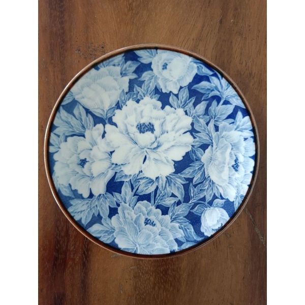 piring kue keramik bunga biru putih