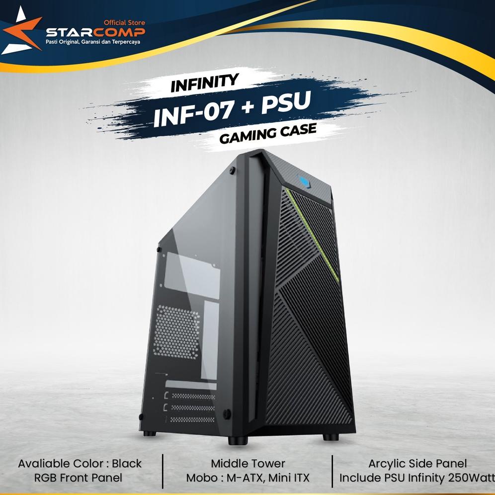 Gaming Case Infinity F07 + PSU 250 Watt Casing Komputer