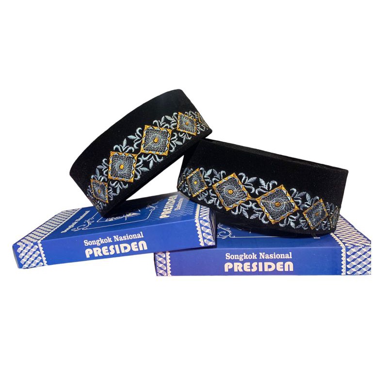 SONGKOK HITAM , PECI HITAM NASIONAL MOTIF BORDIR