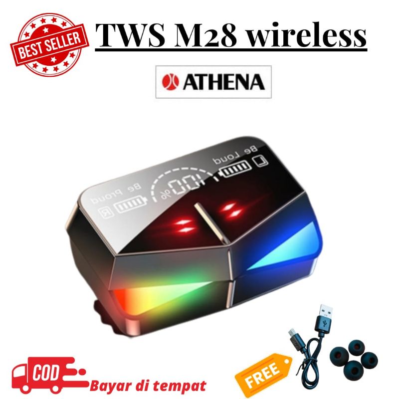 M28 - HEADSET BLUETOOTH WIRELESS TWS M28 LIGHT GAMING LOW DELAY EARPHONE