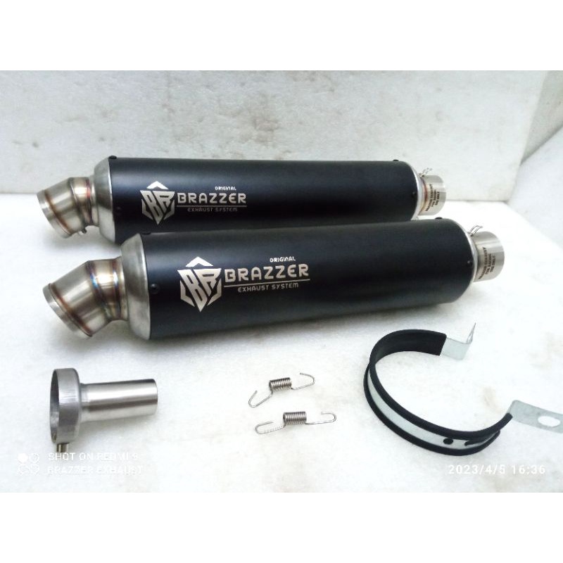 Slincer original BRAZZER EXHAUST black long include db killer diameter inlet 50 knalpot racing unive