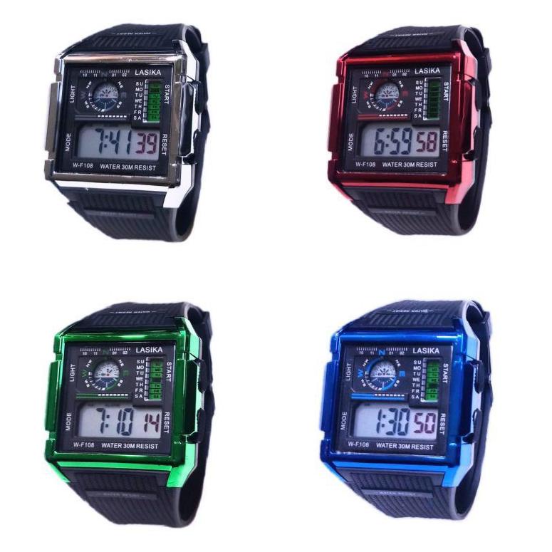 MNR.1Ap23ᵞ ▫ Jam Tangan Pria Lasika Sergi W-F108 Strap Rubber(Dikirim