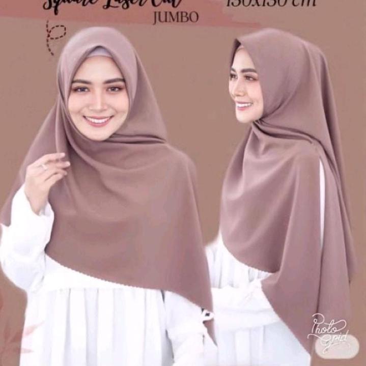 Hijab Syari Segi Empat Katun Laser Cut / Segi Empat Laser Cut Katun Premium / Hijab Segi Empat Lc Ka