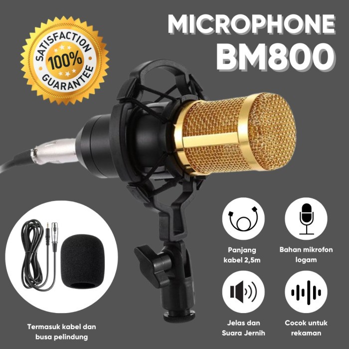 NEW Promo (COD) Microphone Mic BM800 BM 800 BM-800 Kondenser Condenser Home For Record - Hitam