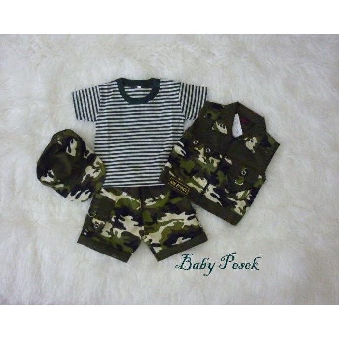 Army Setelan Baju Profesi Tentara Loreng Abri Anak Bayi Laki-Laki