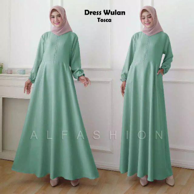PROMO GAMIS DRESS WANITA MUSLIM POLOS WULAN JUMBO BUSUI WARNA HIJAU TOSCA - 1JILBAB BELA TERBARU KEK