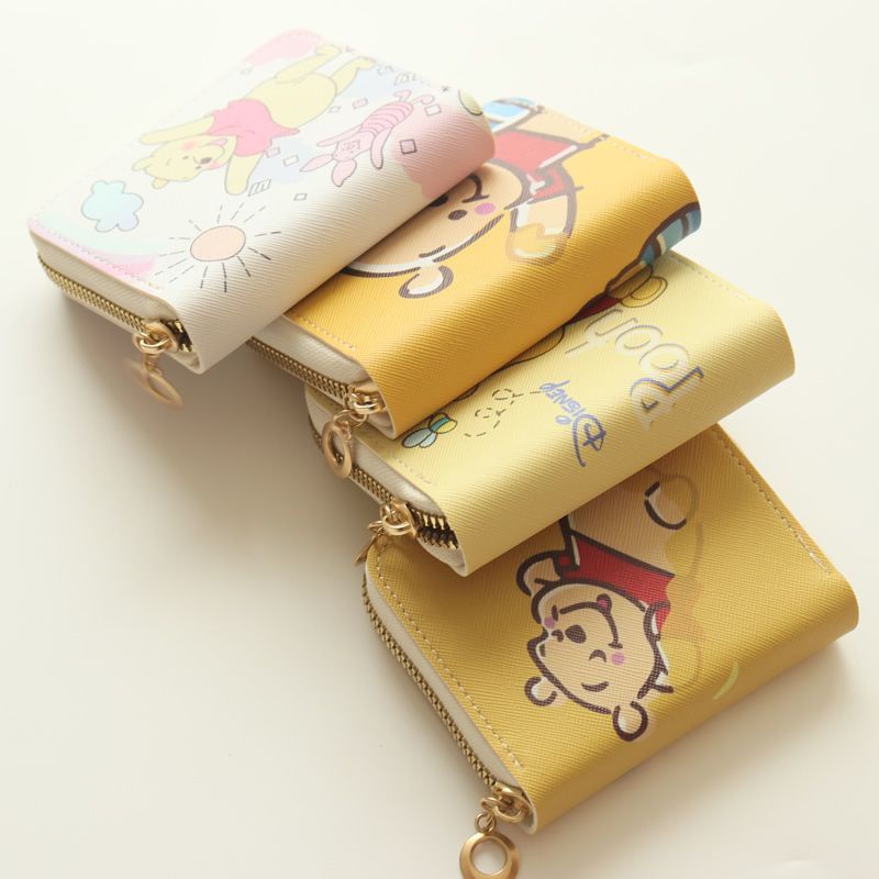 Sera Winnie the Pooh kecil segar kartun gadis kecil Jepang lucu dompet dompet koin ritsleting pendek in