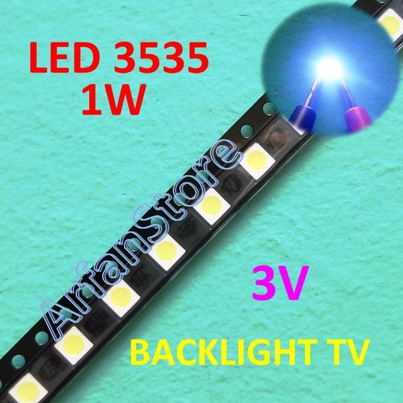 Led 3535 3V 1W Cold White Backlight TV Repair Lampu Putih SMD Uni