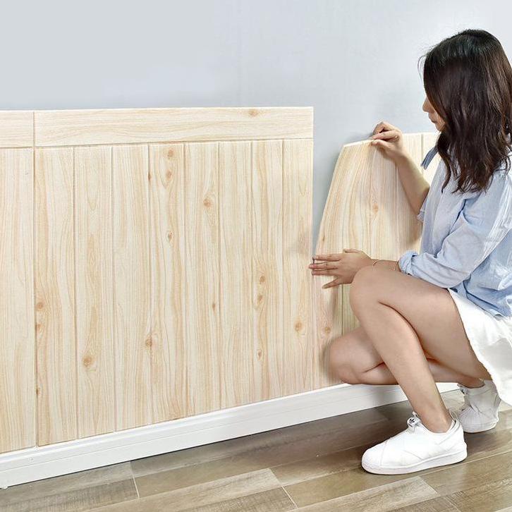 ✓ 3D Wallpaper Foam Motif Kayu/Wallpaper Dinding Motif kayu/ Wood Foam Wallpaper