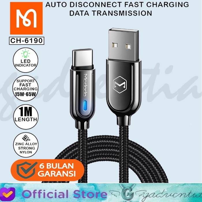 Terbaru BASEUS KABEL DATA USB TYPE-C AUTOMATIC POWER OFF QUICK CHARGE 3A - MCDODO CA-6190