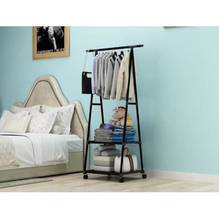 hanger Gantungan Baju Segitiga Triangle Stand Hanger Rak Baju Segitiga - Hitam(J0G6) hanger jilbab h
