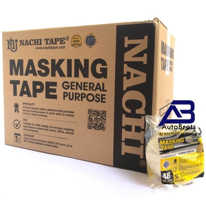 

HARGA DISKON 1 Dus/48Roll Nachi Masking Tape Isolasi Kertas 2 Inch (48mm) x 20 Yard
