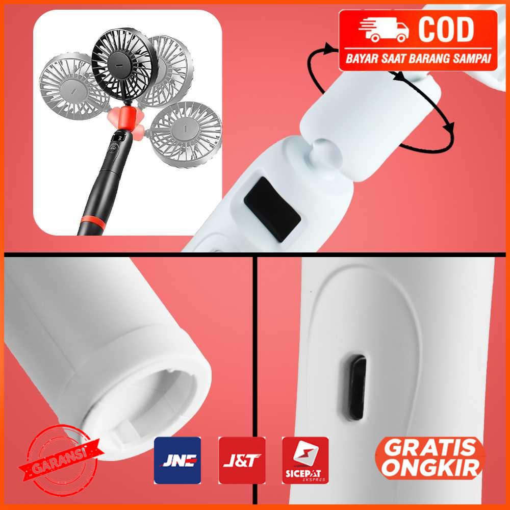 Kipas Leher LED Display 4000mAh D9 Putih
