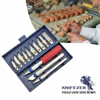 

KNIFEZER Set Pisau Ukir Seni 13 in 1 Crafting Knife 3 Handle A-003