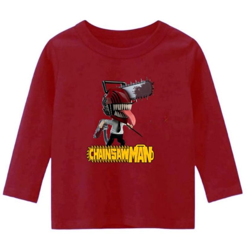 Kaos Anak Laki Laki Lengan panjang ANIME CHAINSAW MAN 1-12 TAHUN