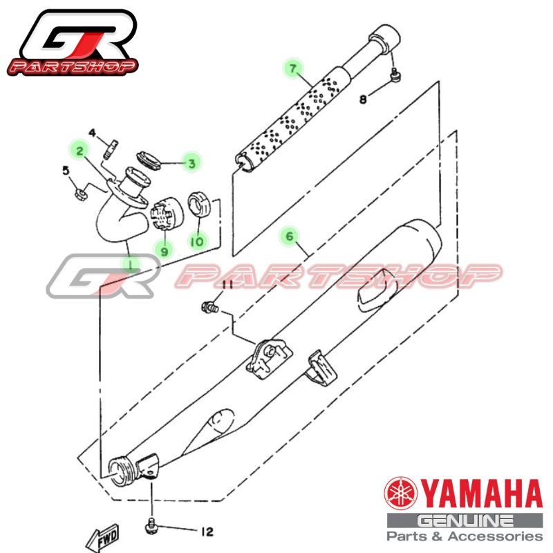 knalpot standar fullset rx king 7 bagian ori ygp original yamaha rk-king rxking knalpot full set