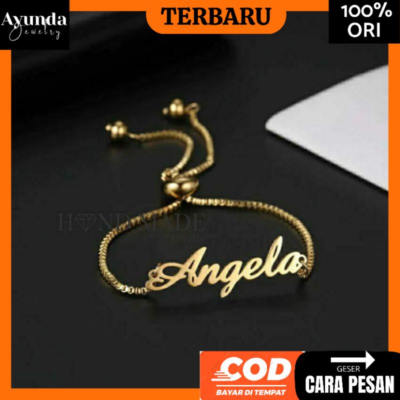 Gelang Serut Nama Titanium Barcelet Fashion wanita Gelang Korea kekinian