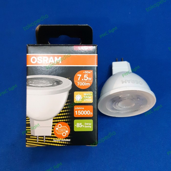 lampu led OSRAM LAMPU LED MR16 7.5W 2700K WARMWHITE KUNING 220V(T4M4) lampu led super terang lampu e