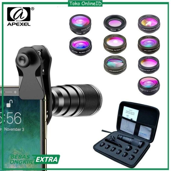Lensa Zoom Hp Super Makro Kit 12x/24x APEXEL Lensa Kamera Smartphone
