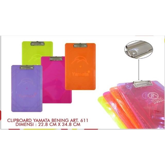 

Terlaris Papan Jalan Clipboard Yamata Plastik (Isi 12 Pcs) 1 Lusin