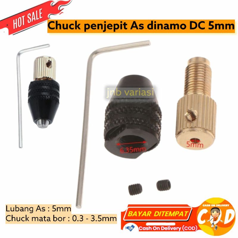 Sambungan Kepala Bor Dinamo 775 795 Lubang As 5mm keyless chuck penjepit mata bor dinamo dc as luban