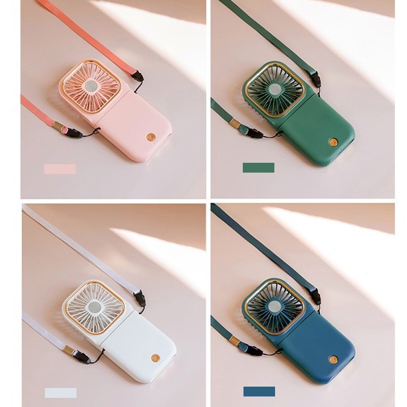 USB kipas angin kecil elektrik portabel lipat gantung leher - Hijau [COD]