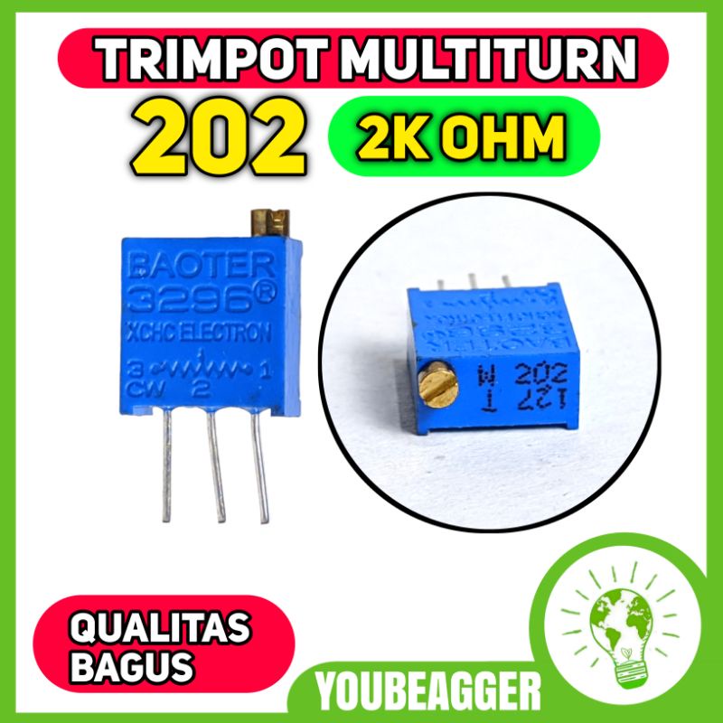 TRIMPOT MULTITURN 202 2K ohm potensiometer