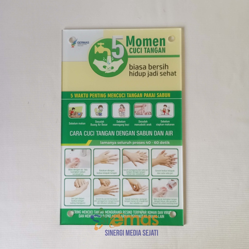 Akrilik 5 Momen Mencuci Tangan | Akrilik Panduan Mencuci Tangan