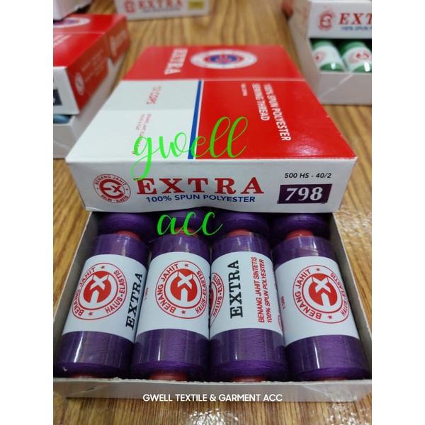 500 METER  BENANG  JAHIT MERK EXTRA WARNA  WARNI  ( Harga per 1 pcs )