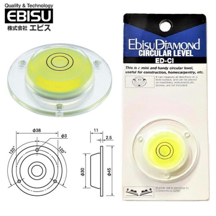 Waterpass Bulat Circular Level 45 mm Ebisu Diamond ED-CI Japan last stok 54PR23