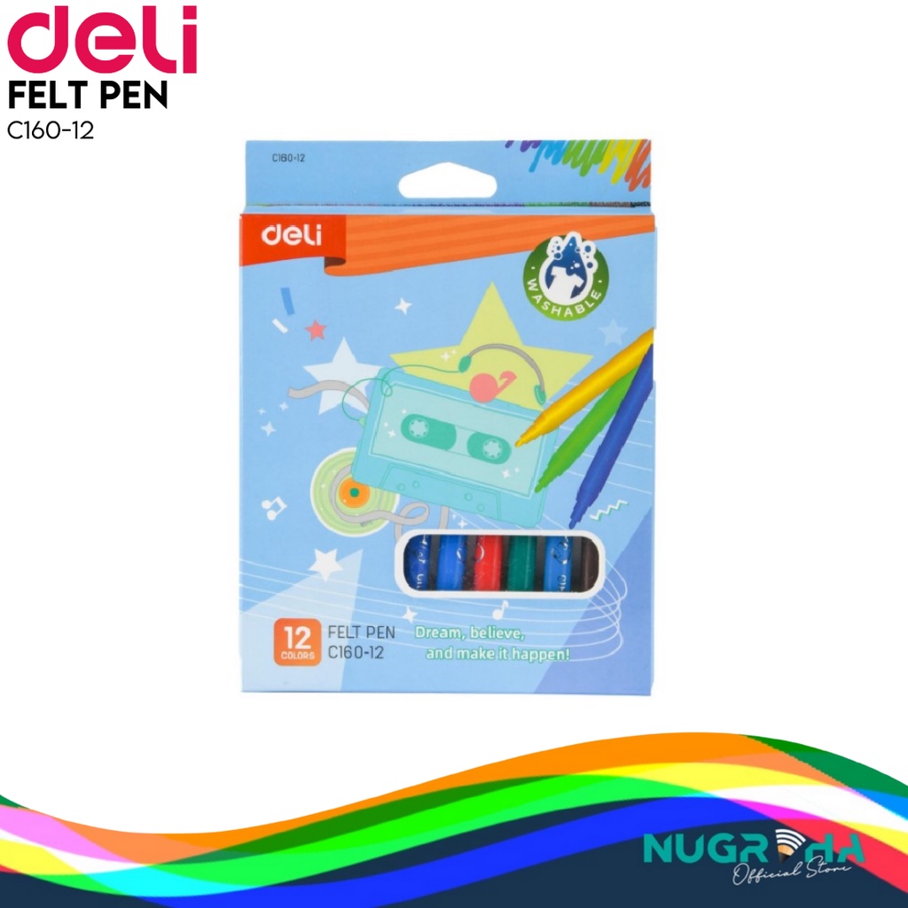 

Felt Pen / Spidol 12 Warna Mudah Dicuci DELI X AGNEZ MO C160-12