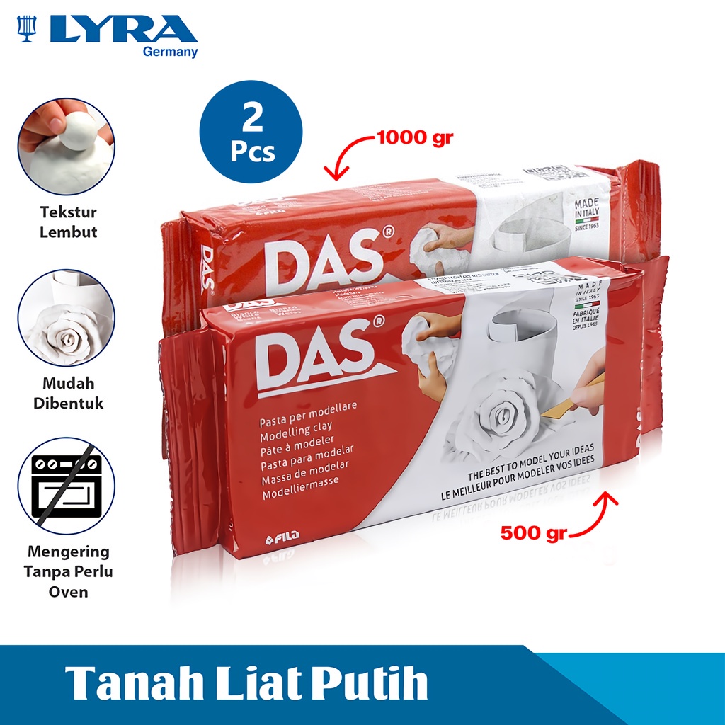 Das Tanah Liat Prakarya Combo 2 Pcs 1 Kg + 500 G Das Modeling Material Clay Kering Tanpa Oven Cmb02