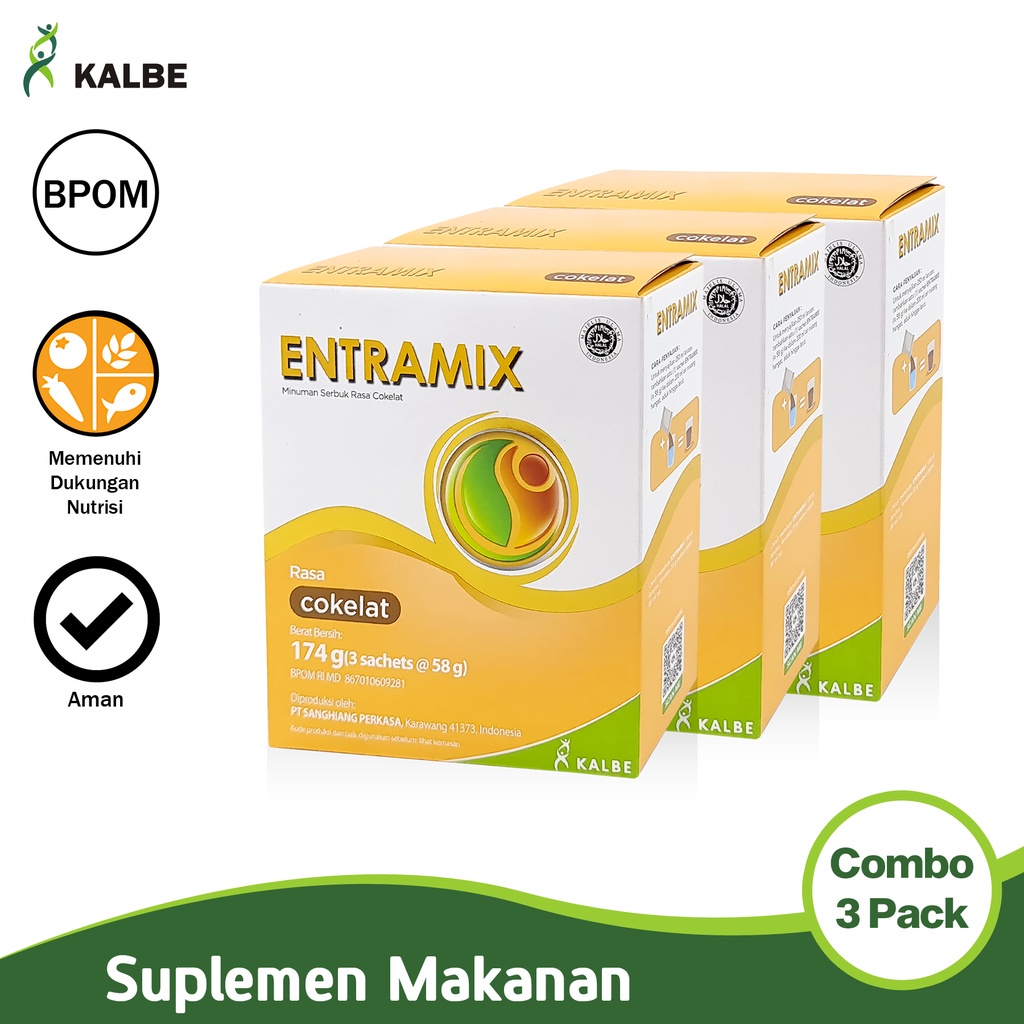 

Kalbe Entramix Cokelat Susu Kesehatan Combo 3 Pak Pangan Olahan Untuk Dukungan Gizi Bagi Orang Dewasa Bpom Cmb03-Sah