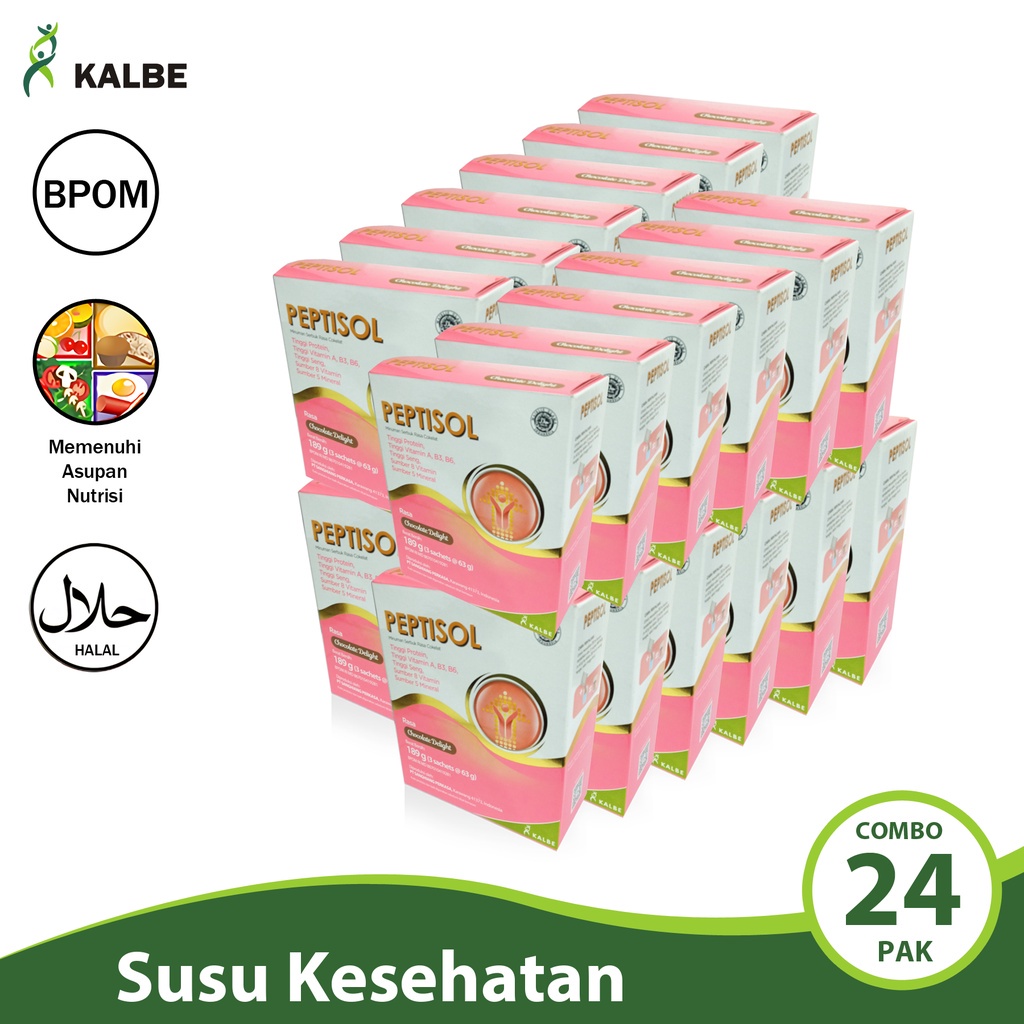 

Kalbe Peptisol Susu Kesehatan Combo 24 Pak Pangan Olahan Bpom Rasa Coklat Delight Cmb24-Sah