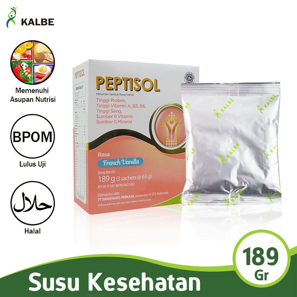 

Kalbe Peptisol Vanila 189G Bubuk Susu Untuk Kontrol Diet Masa Pemulihan Ber-Bpom Sah-Psolf