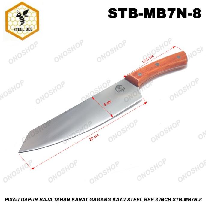 Pisau Dapur Baja Tahan Karat Gagang Kayu Steel Bee 8 Inch STB-MB7N-8 limited stock 54PR23