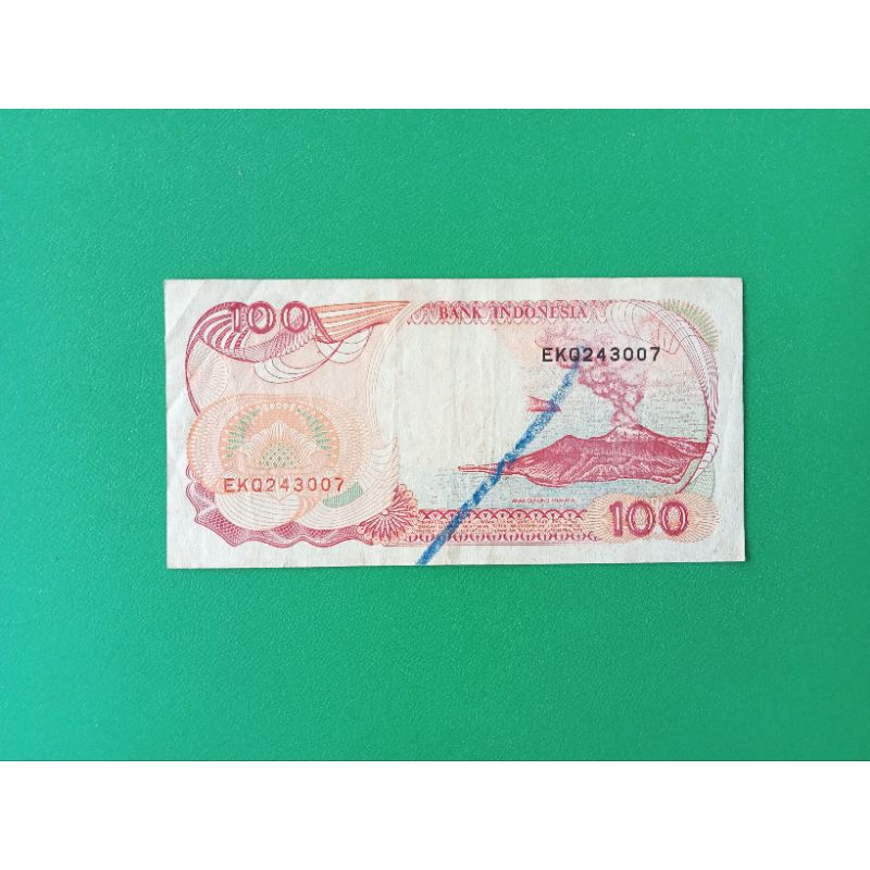 100 rupiah pinisi 1992 misprint coretan